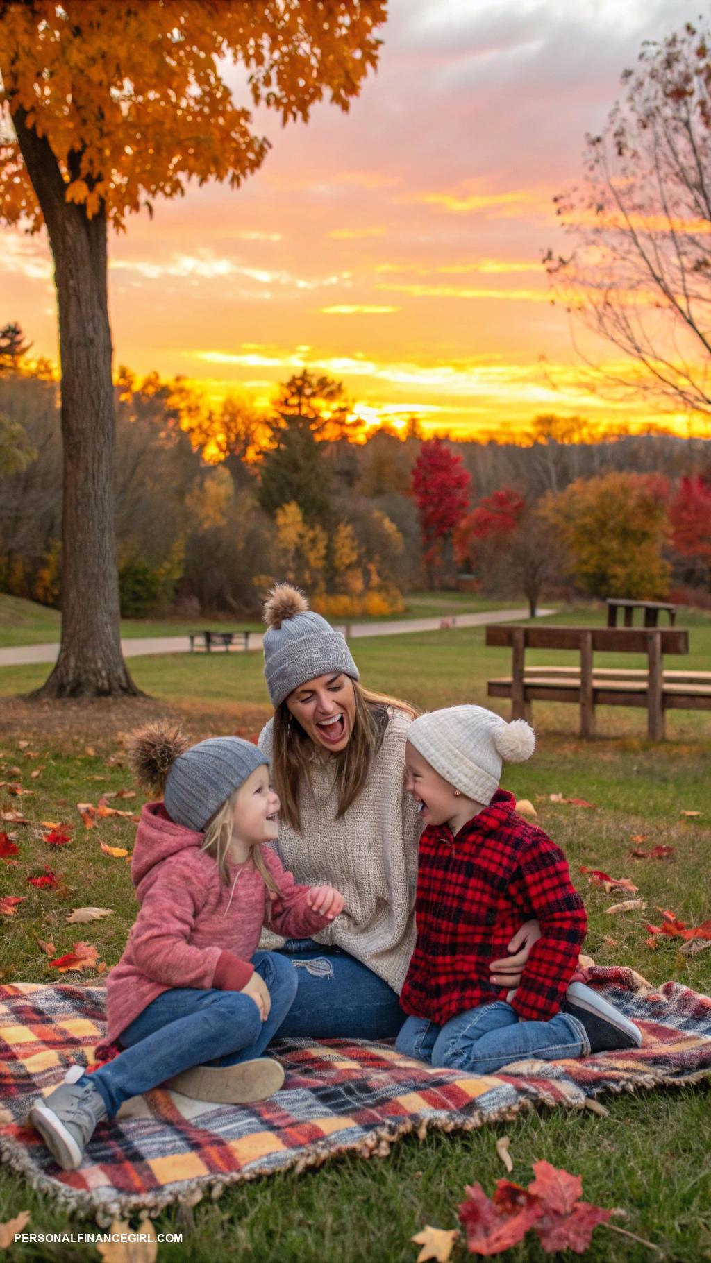 cheap fall family photo ideas Sunset at the park