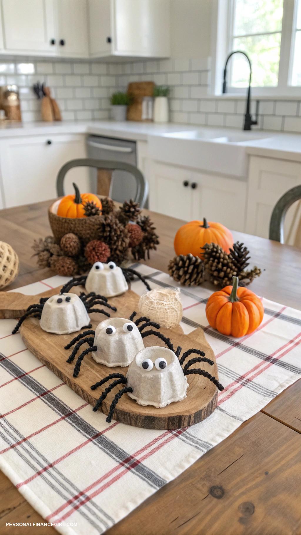 cheap halloween crafts for kids Egg carton spiders