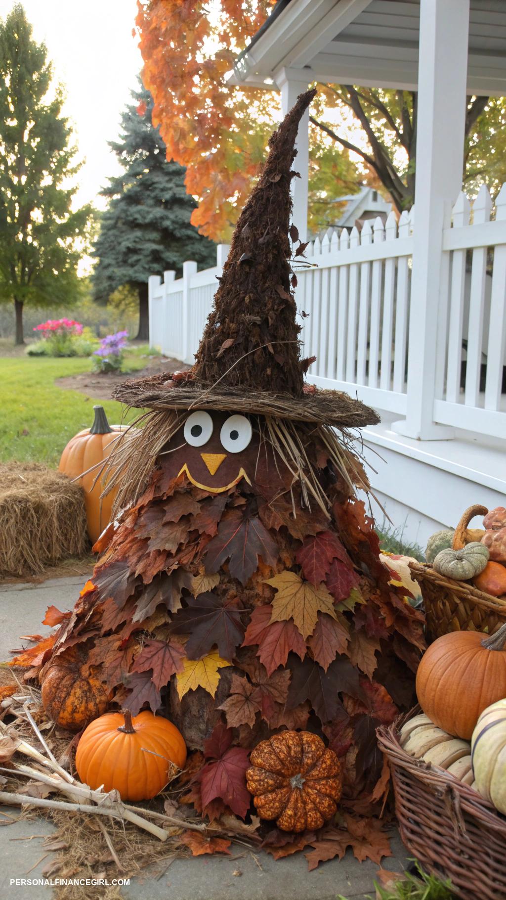 cheap halloween crafts for kids Leaf pile witches with twigs and sticks