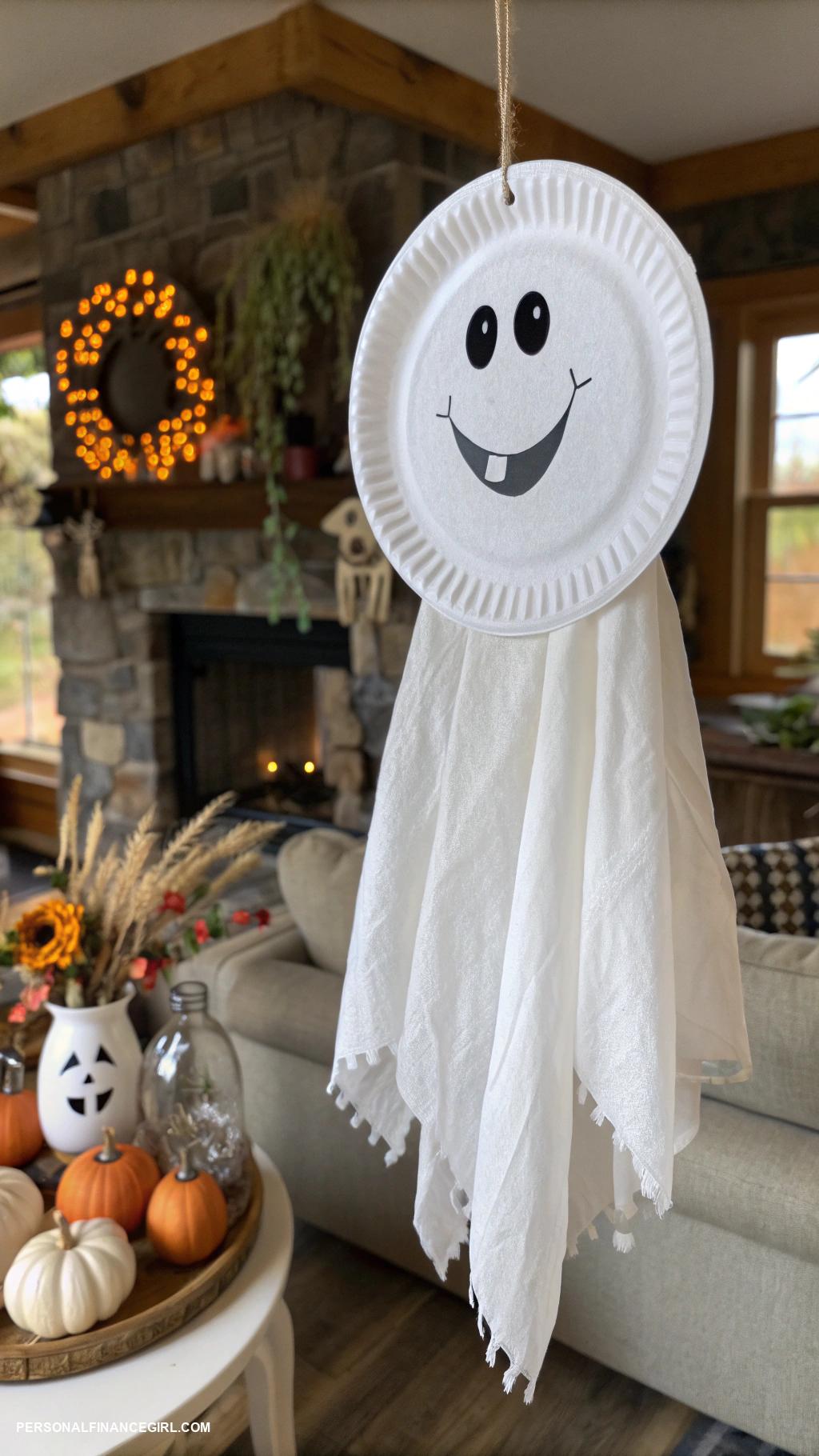 cheap halloween crafts for kids Paper plate ghost decorations