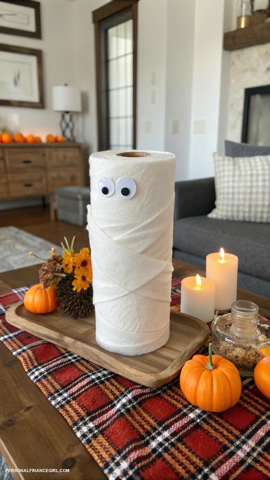 cheap halloween crafts for kids Toilet paper roll mummies