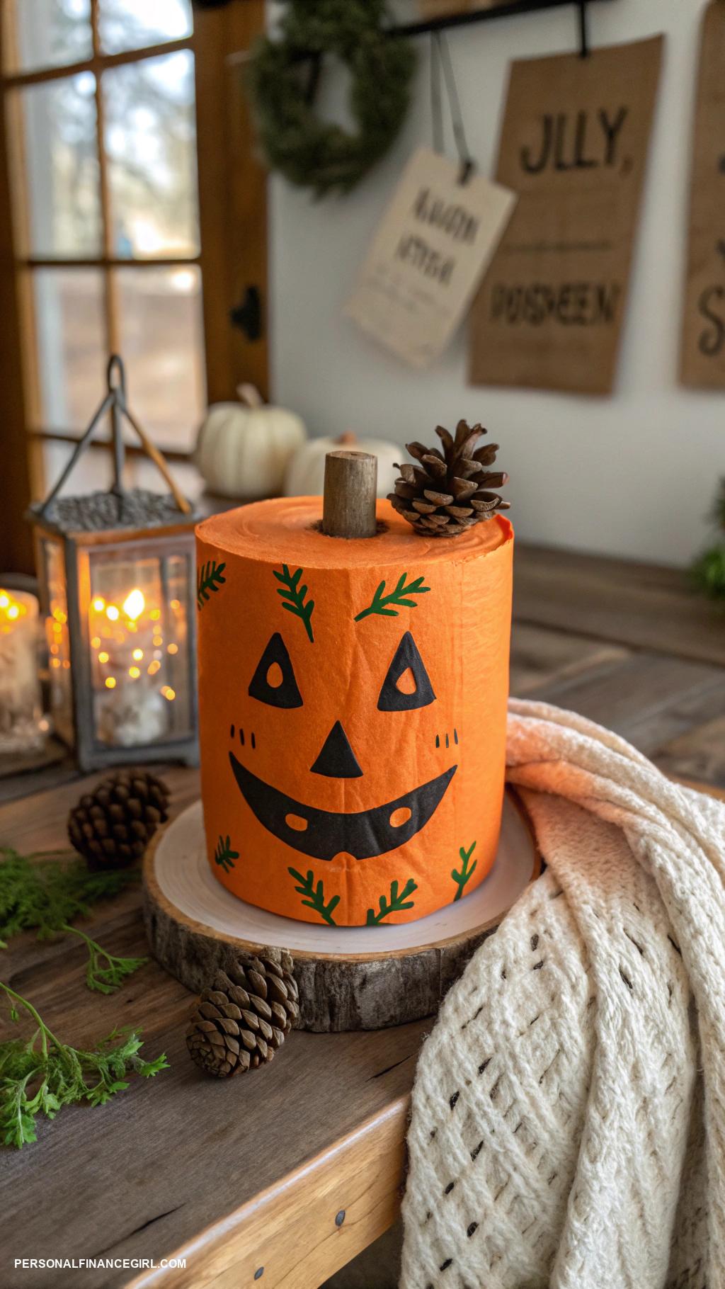 cheap halloween crafts for kids Toilet paper roll pumpkins painted orange