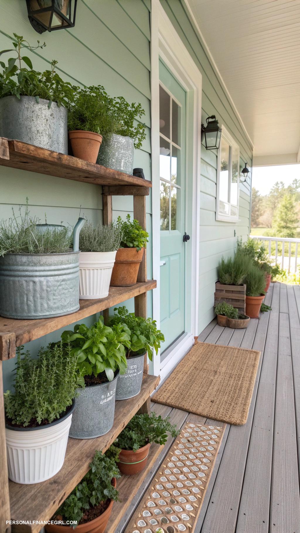cheap landscaping ideas Grow herbs in containers on your porch