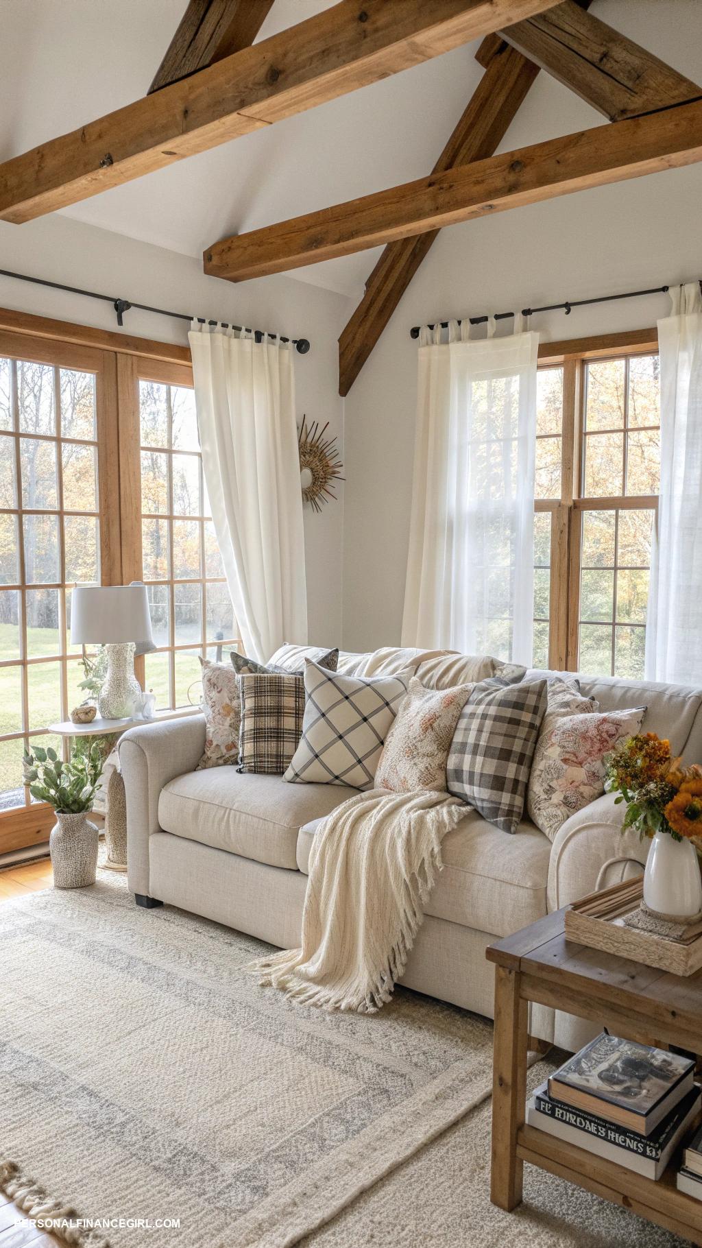 cheap living room ideas Add throw pillows for extra comfort