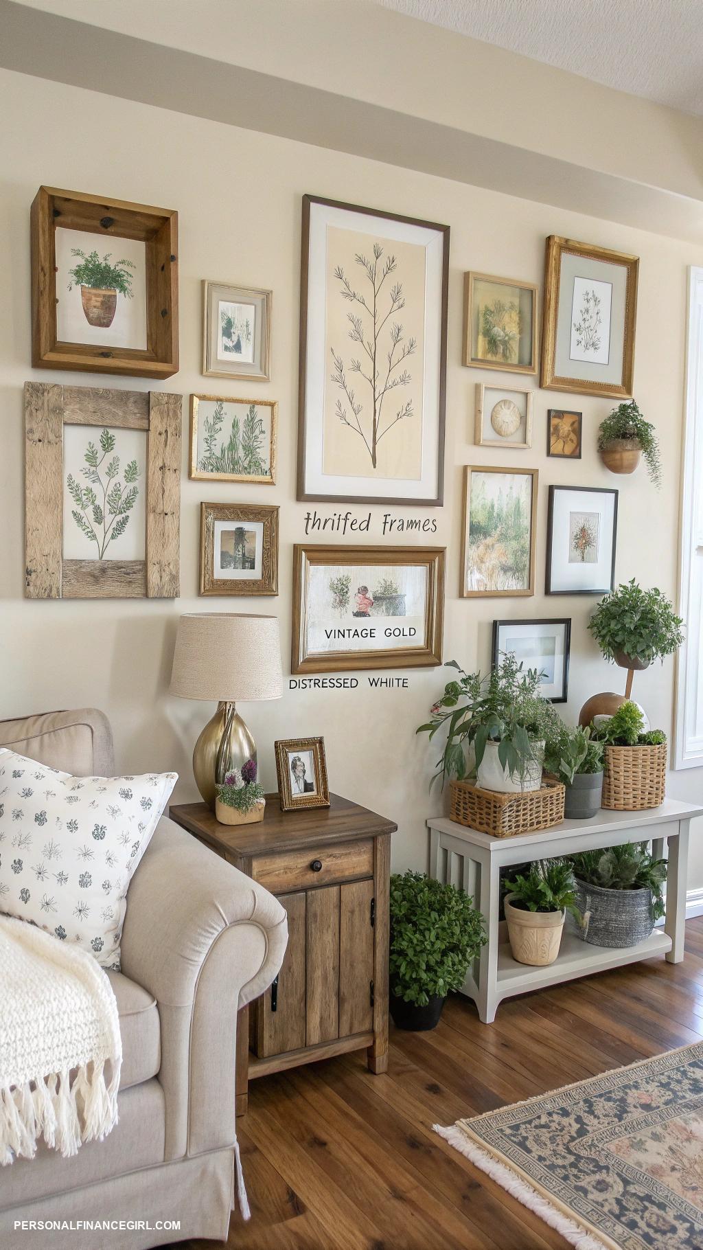 cheap living room ideas DIY wall art with thrifted frames