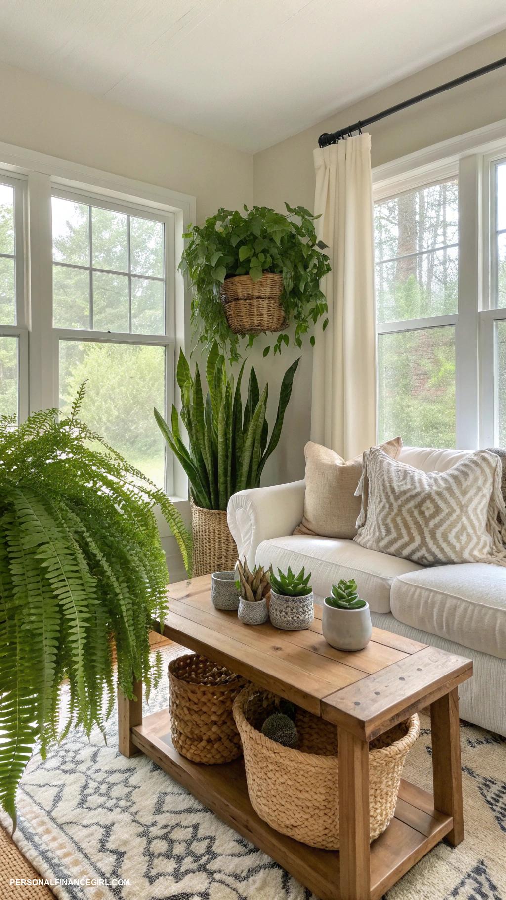 cheap living room ideas Use indoor plants for natural decor