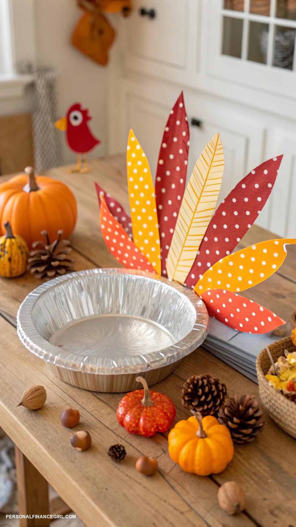 cheap thanksgiving crafts for kids Foil pie tin turkeys
