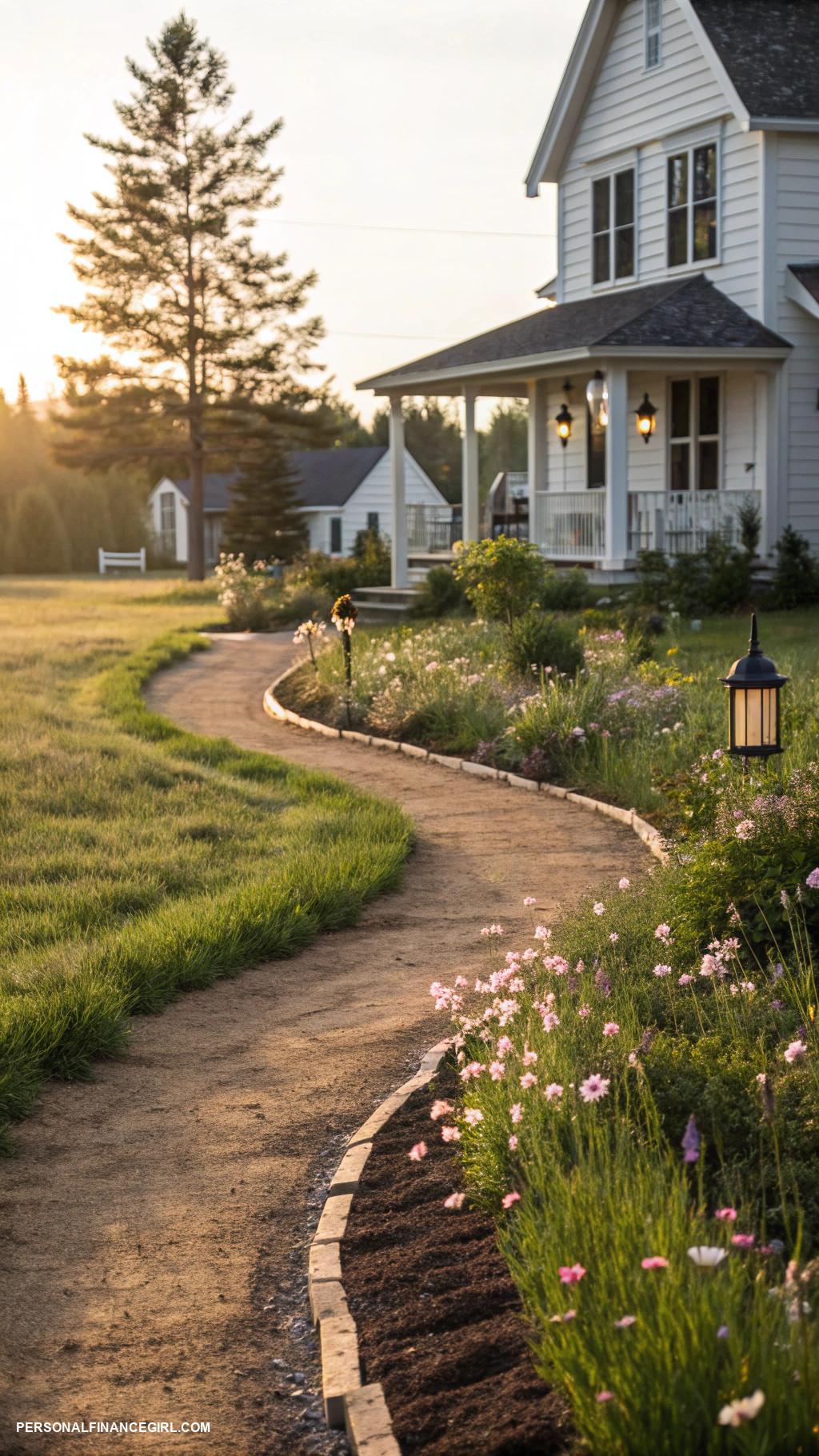 cheap walkway ideas Dirt path with compacted soil
