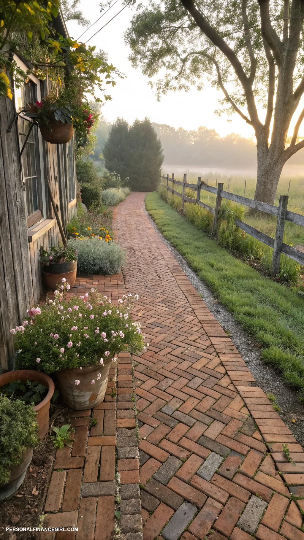 cheap walkway ideas Recycled bricks for rustic charm
