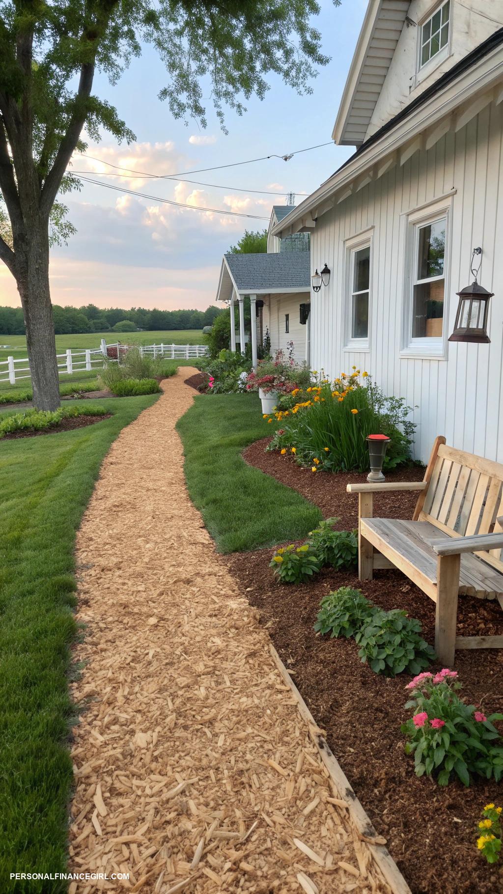 cheap walkway ideas Wood chips for affordable flooring