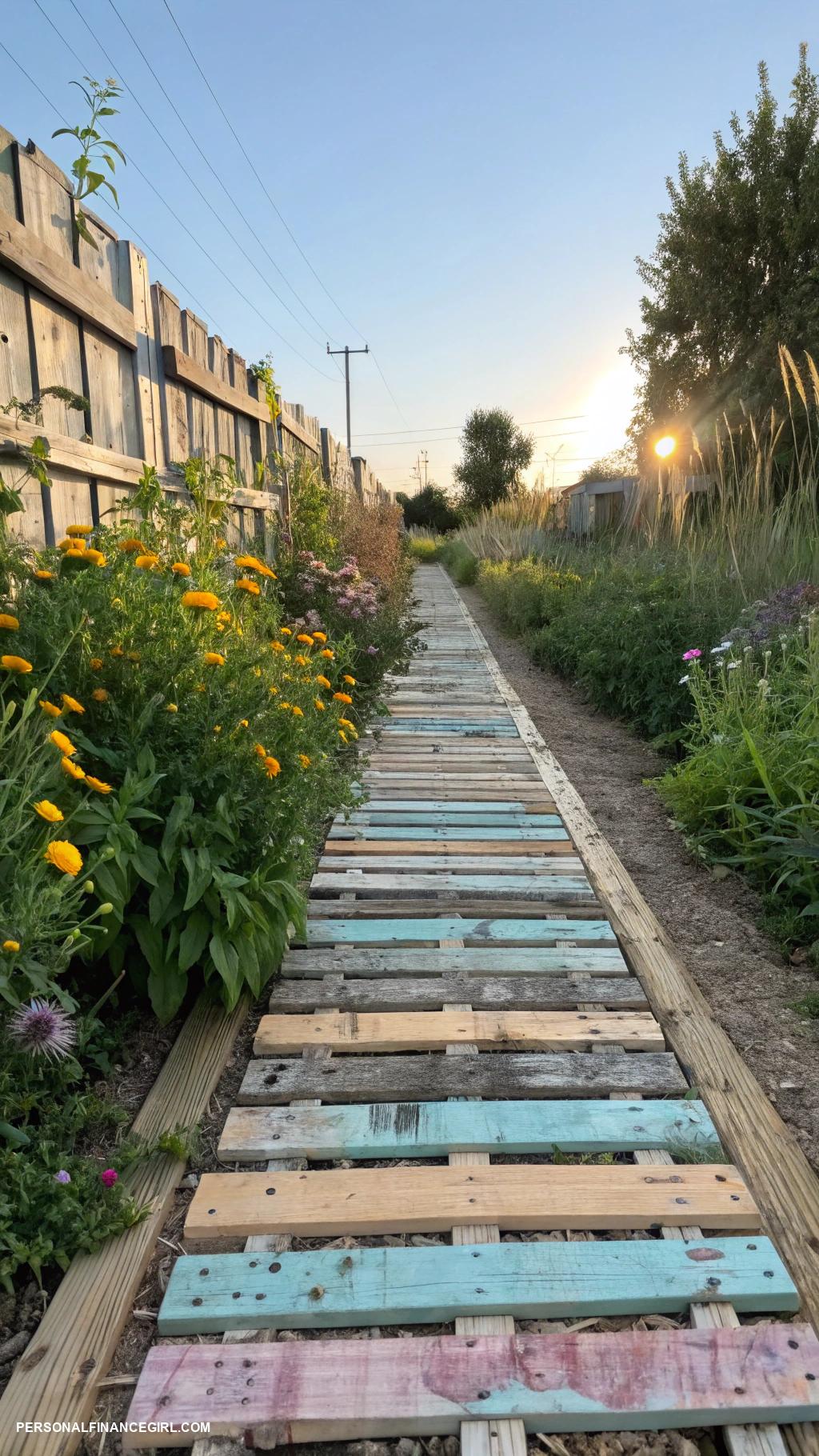 cheap walkway ideas Wooden pallets for easy DIY walkway