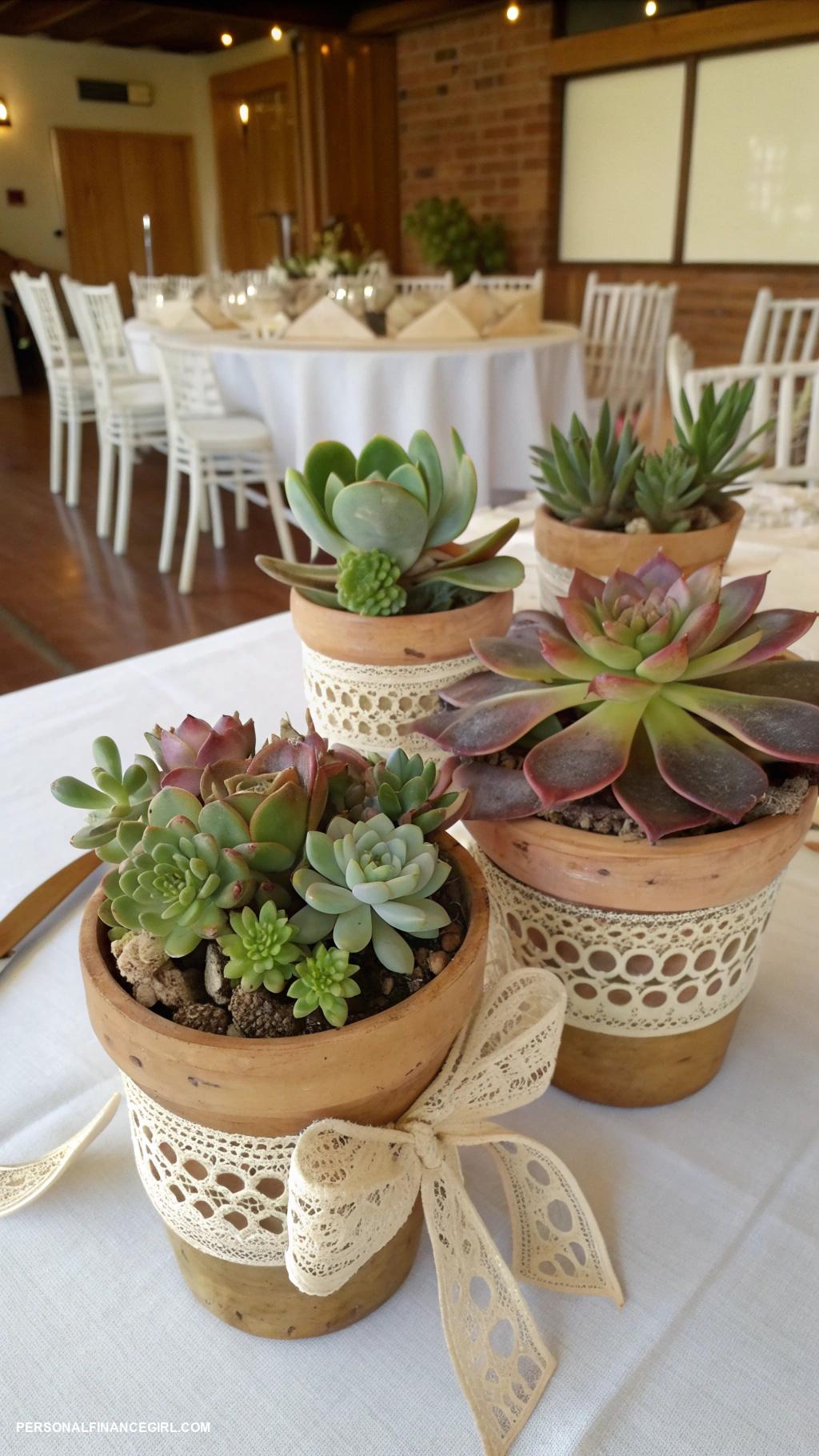 cheap wedding centerpieces Succulent plants in small pots