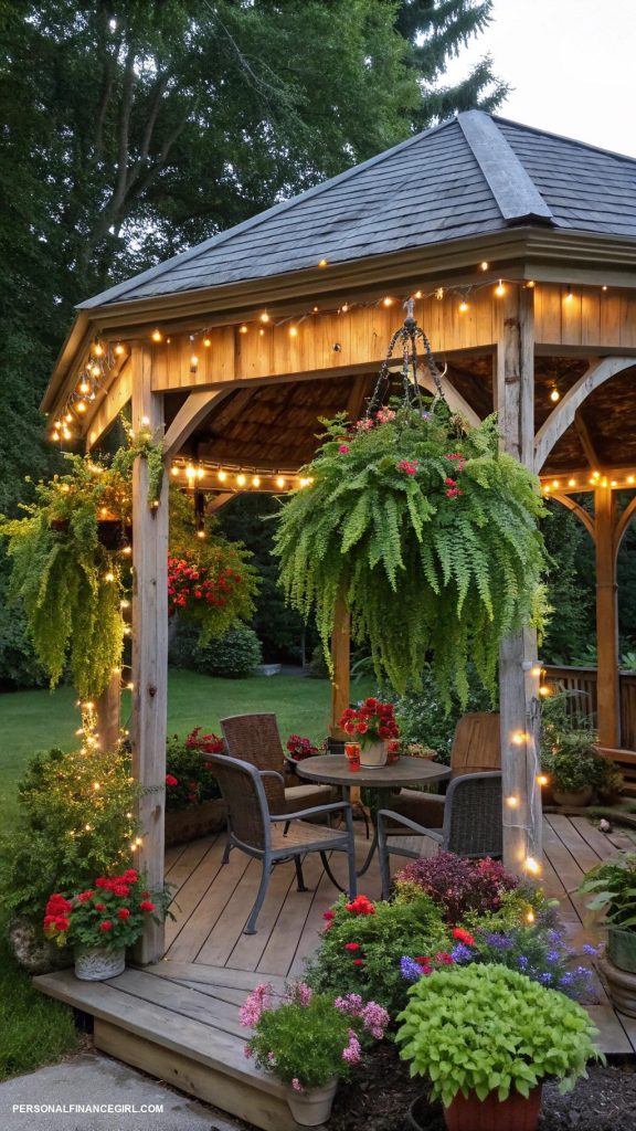 diy gazebo ideas cheap Decorate with hanging plants for ambiance