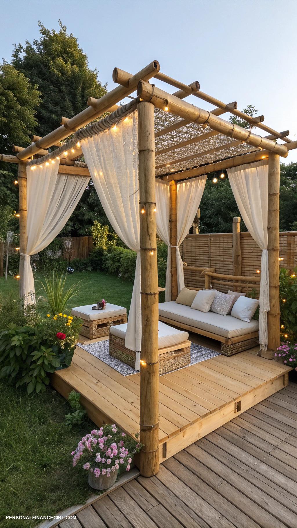 diy gazebo ideas cheap Use bamboo poles for a natural look
