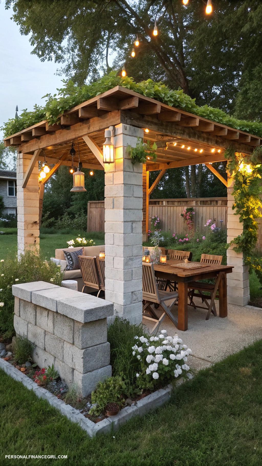 diy gazebo ideas cheap Use concrete blocks for a sturdy base