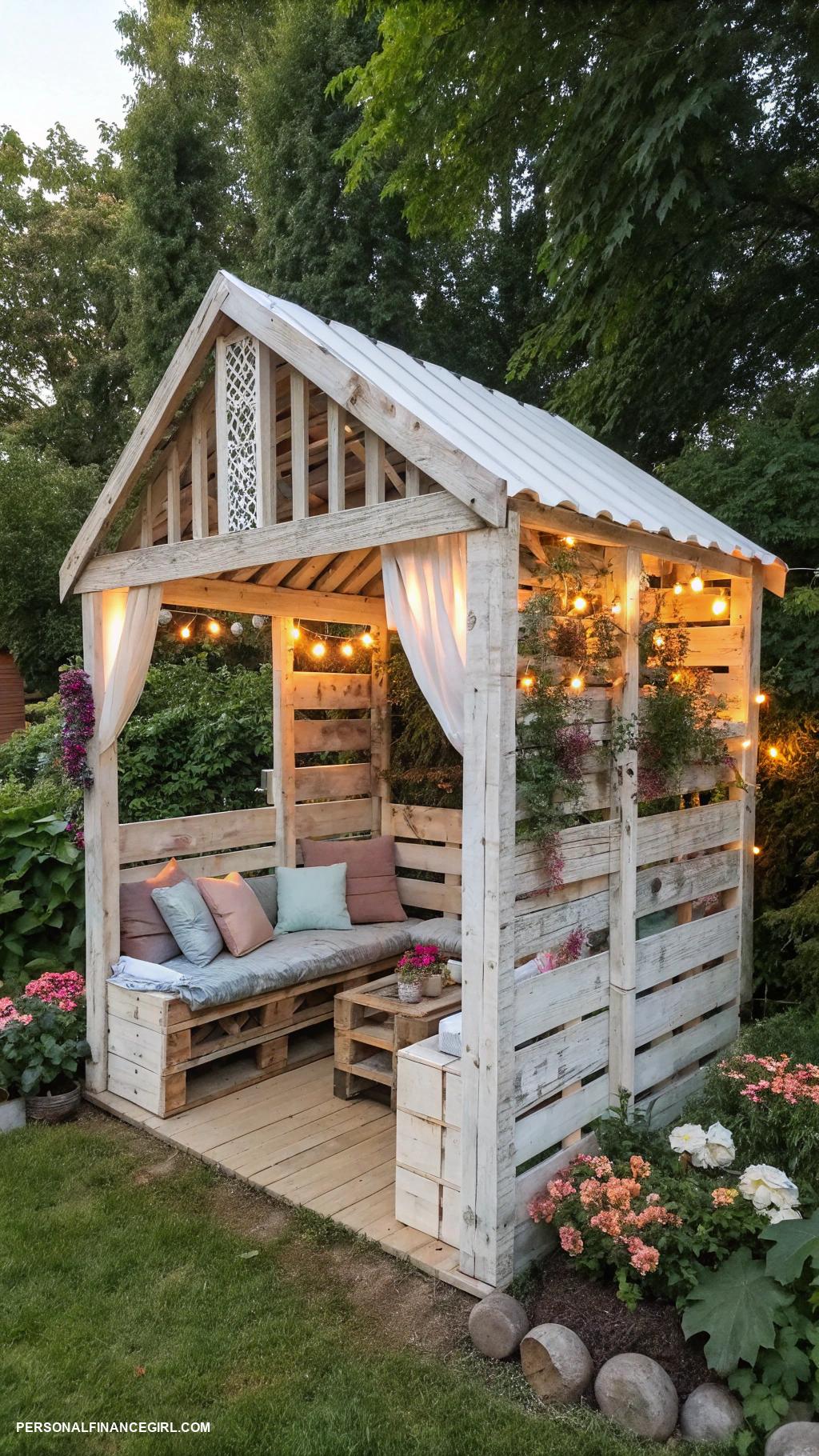 diy gazebo ideas cheap Use pallets for a rustic gazebo structure