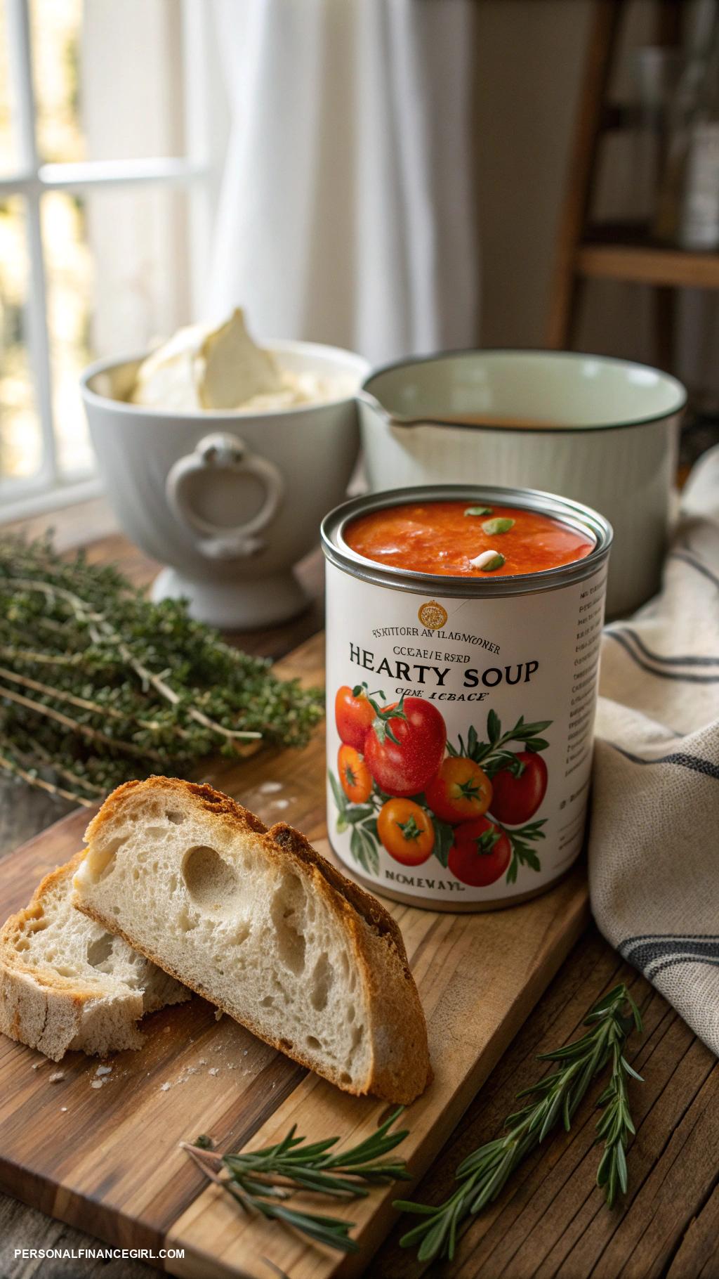 extremely cheap meals Canned soup with bread