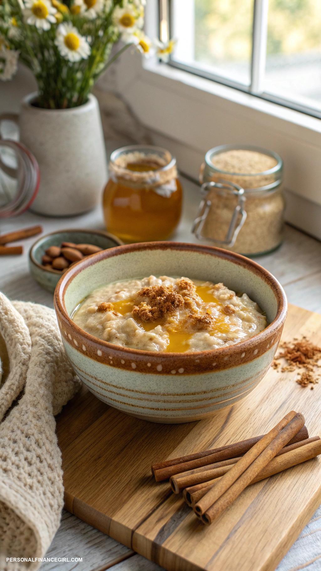 extremely cheap meals Oatmeal with honey and cinnamon