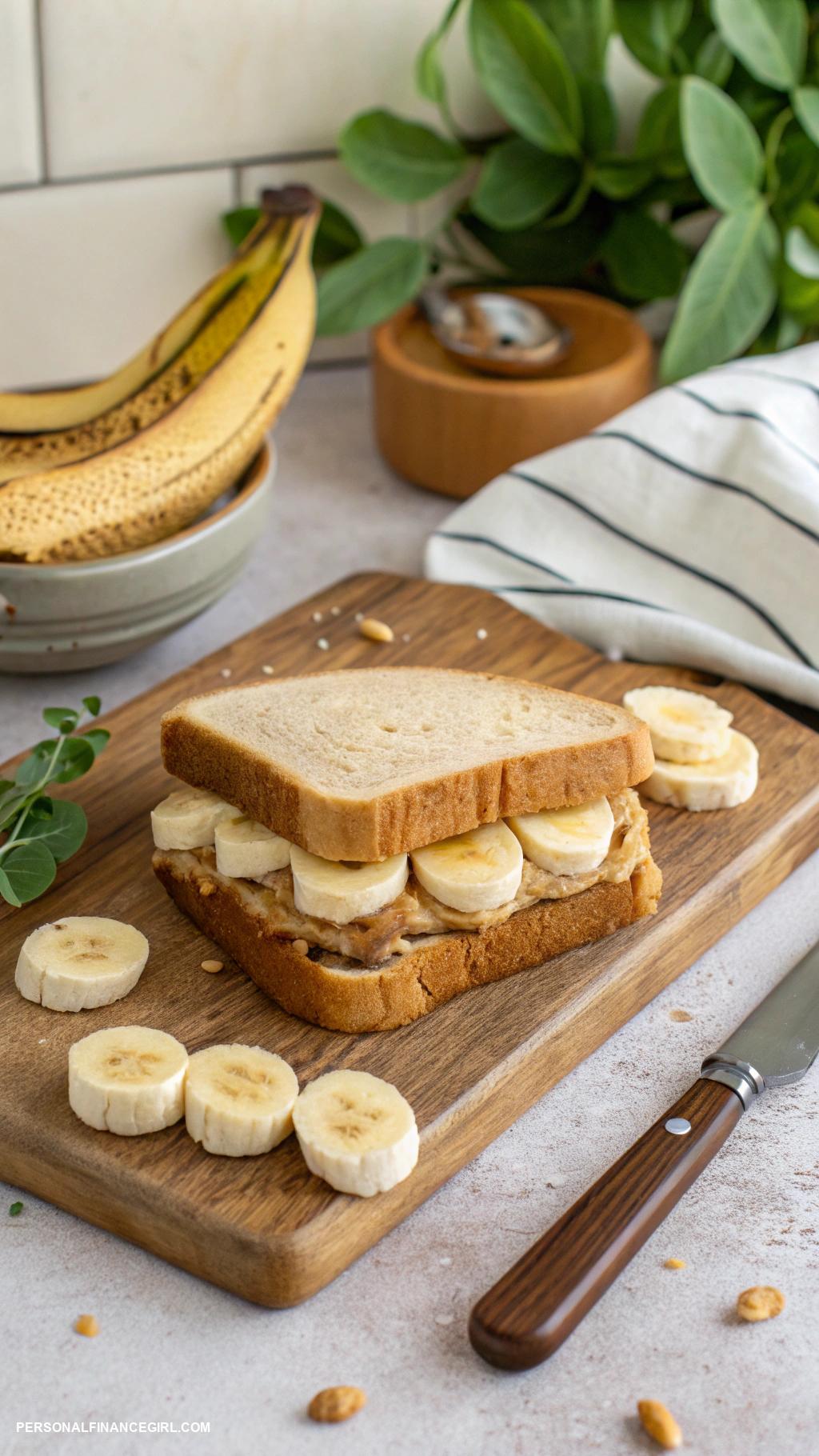 extremely cheap meals Peanut butter sandwich with banana