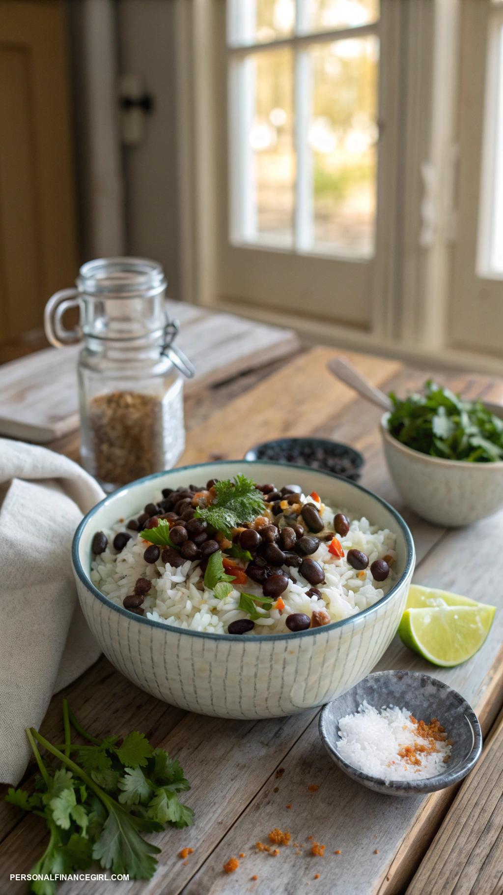 extremely cheap meals Rice and beans with seasoning
