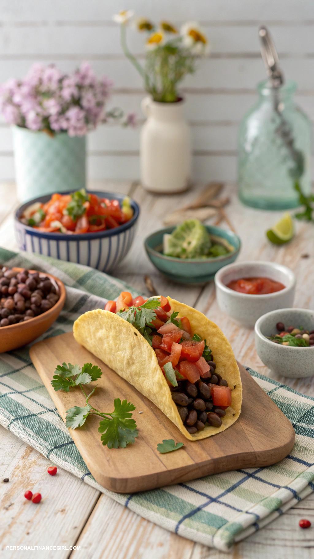 extremely cheap meals Tacos with beans and salsa