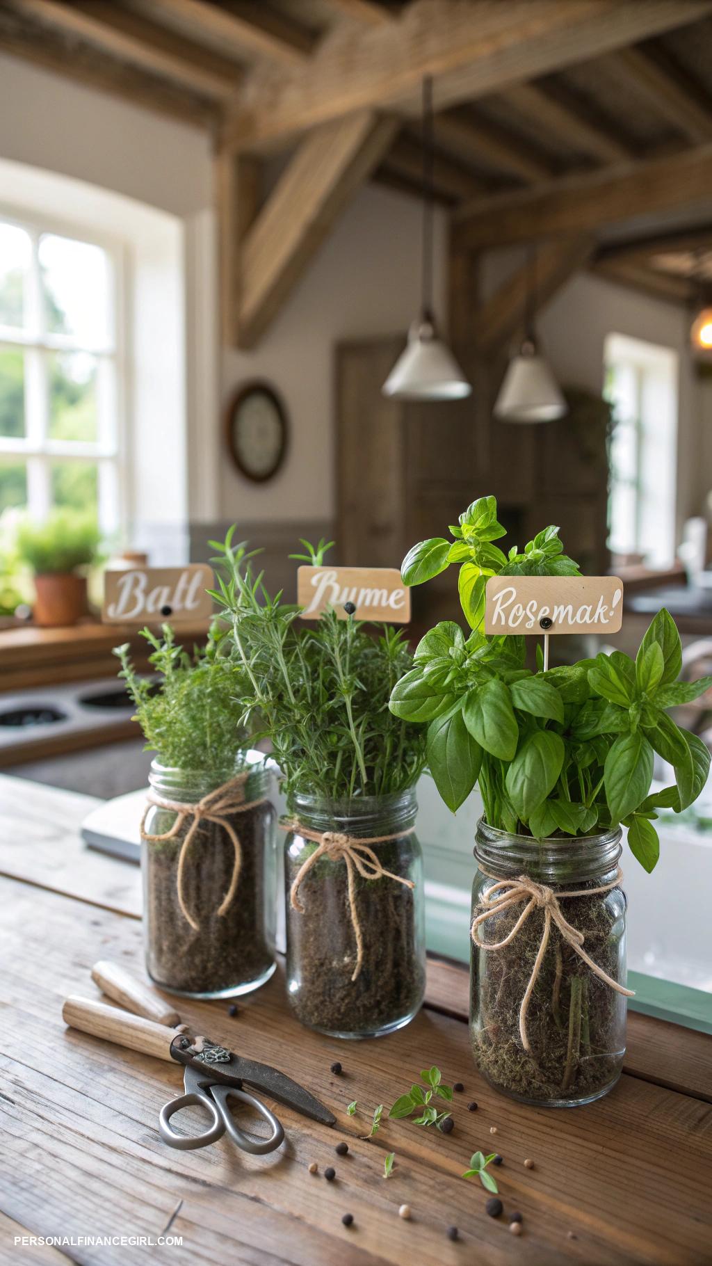 frugal crafts Mason jar herb garden