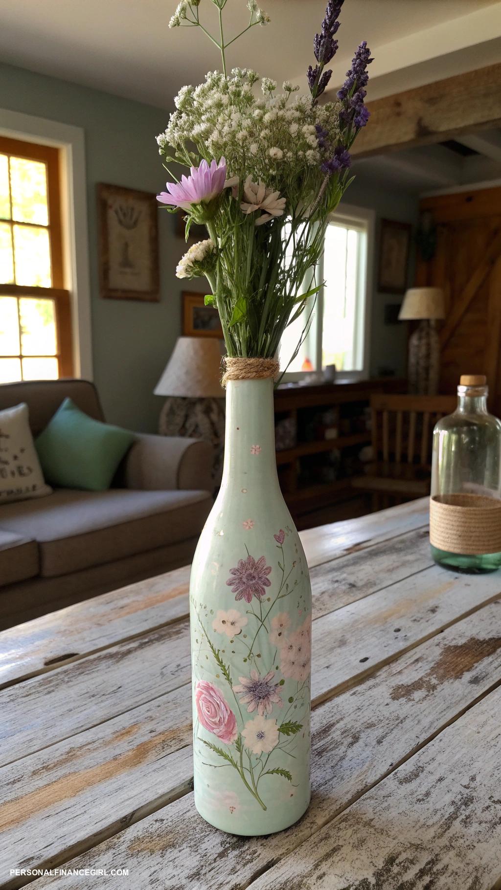 frugal crafts Recycled wine bottle vases
