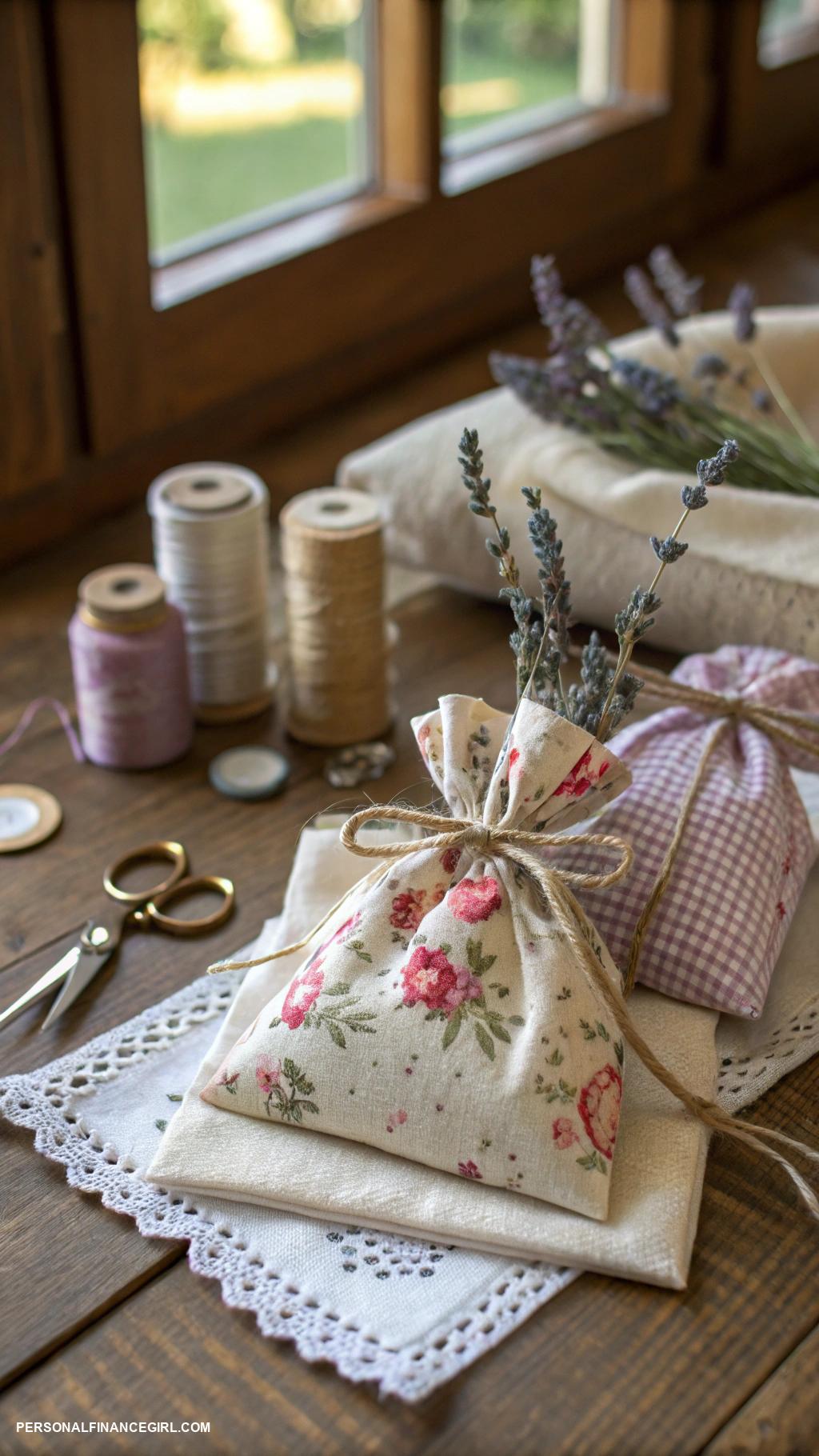 frugal crafts Scented sachets from old clothes