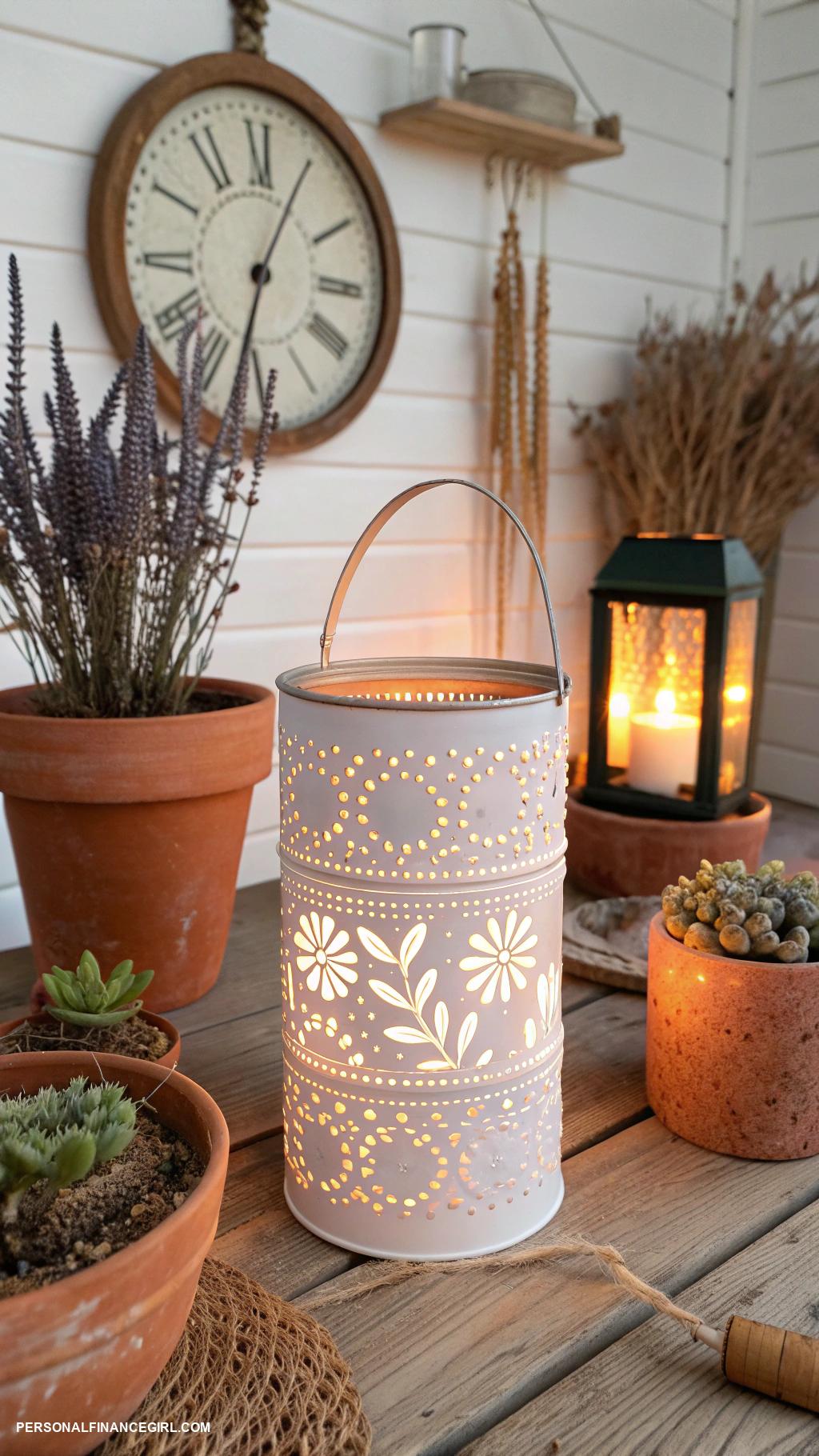 frugal crafts Upcycled tin can lanterns