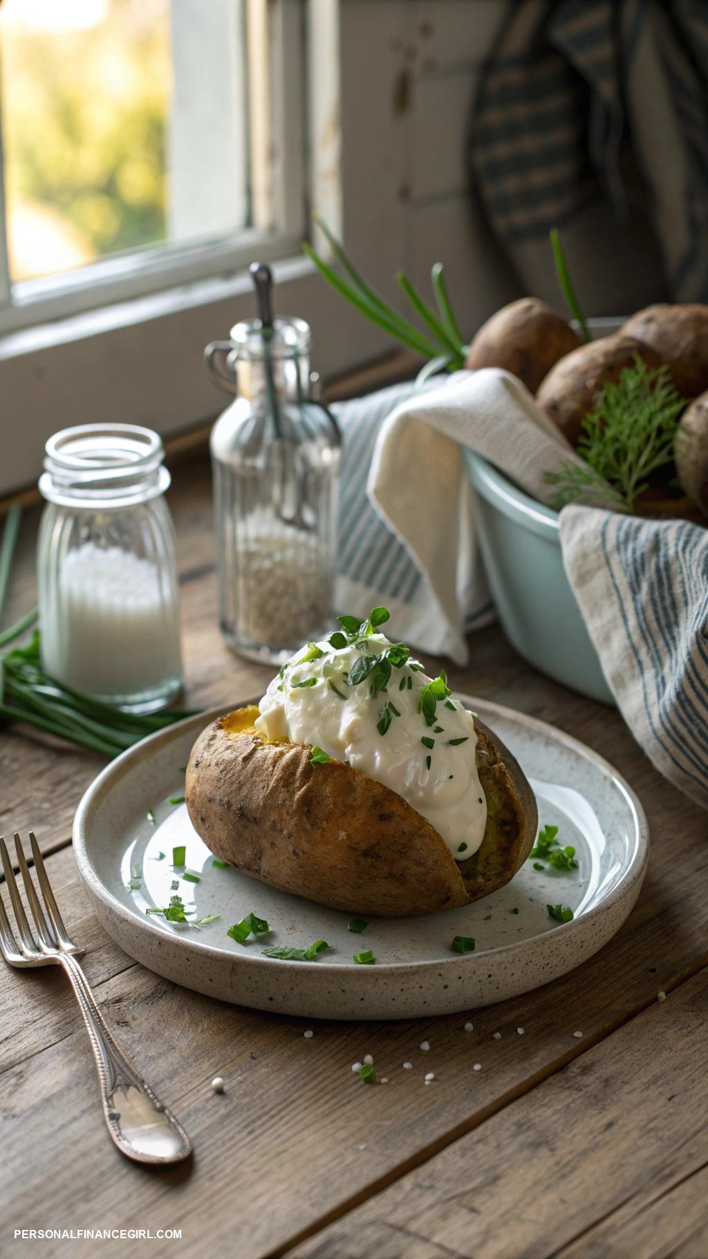 low cost meals Baked potatoes with sour cream