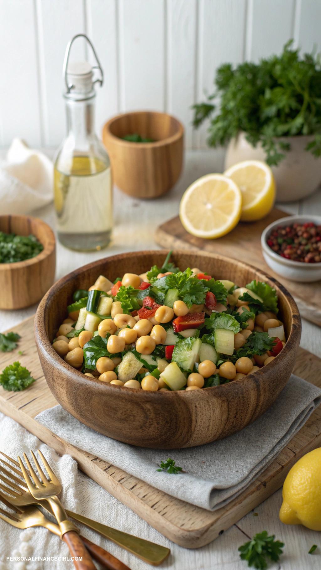low cost meals Chickpea salad with cucumber