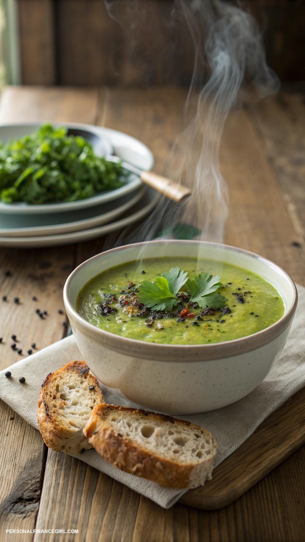 low cost meals Lentil soup with bread