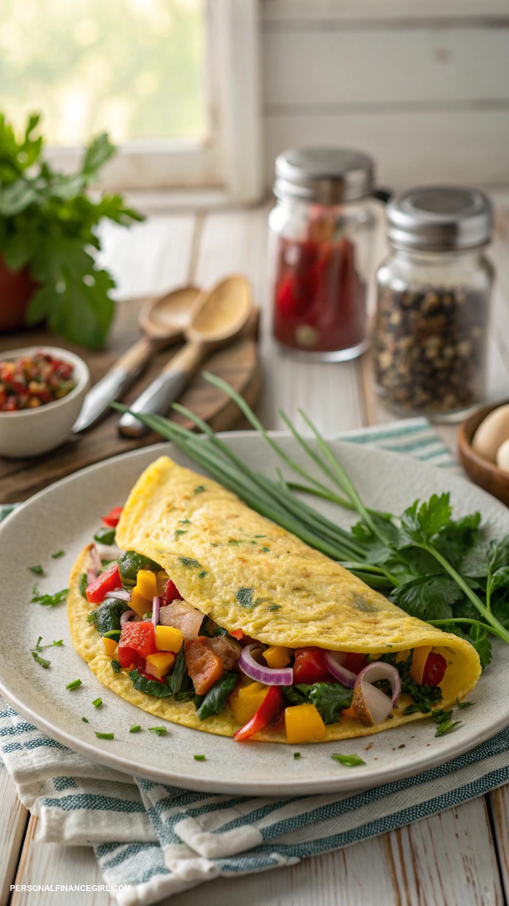 low cost meals Omelet with diced vegetables