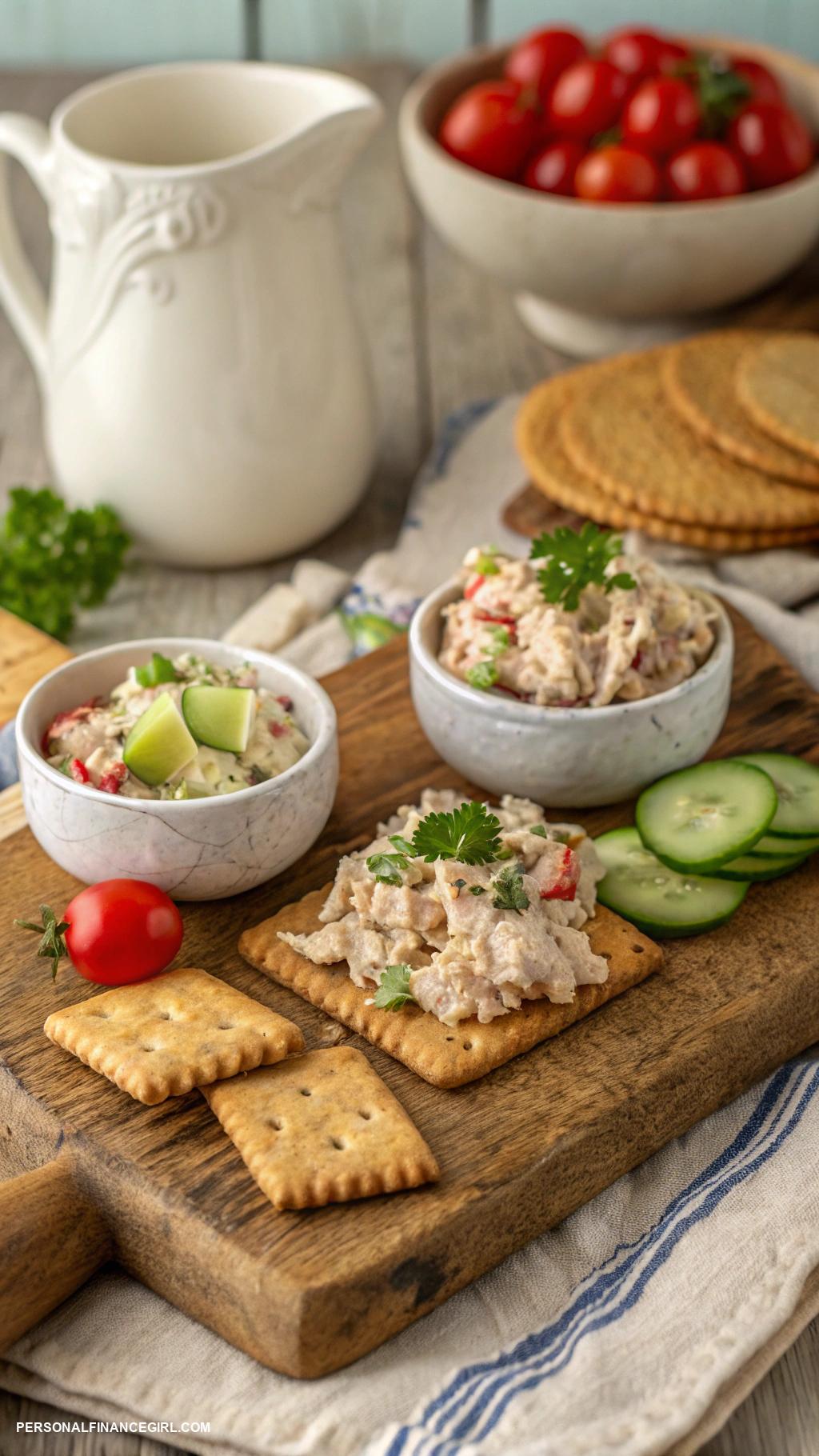 low cost meals Tuna salad on crackers
