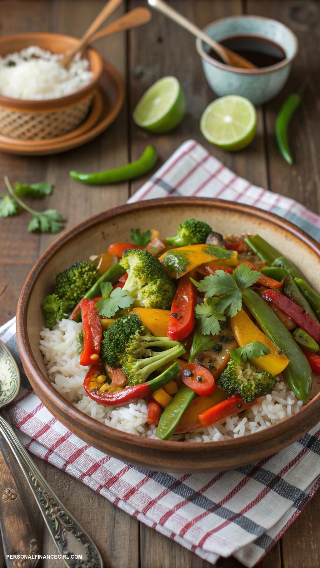 low cost meals Vegetable stir fry with rice