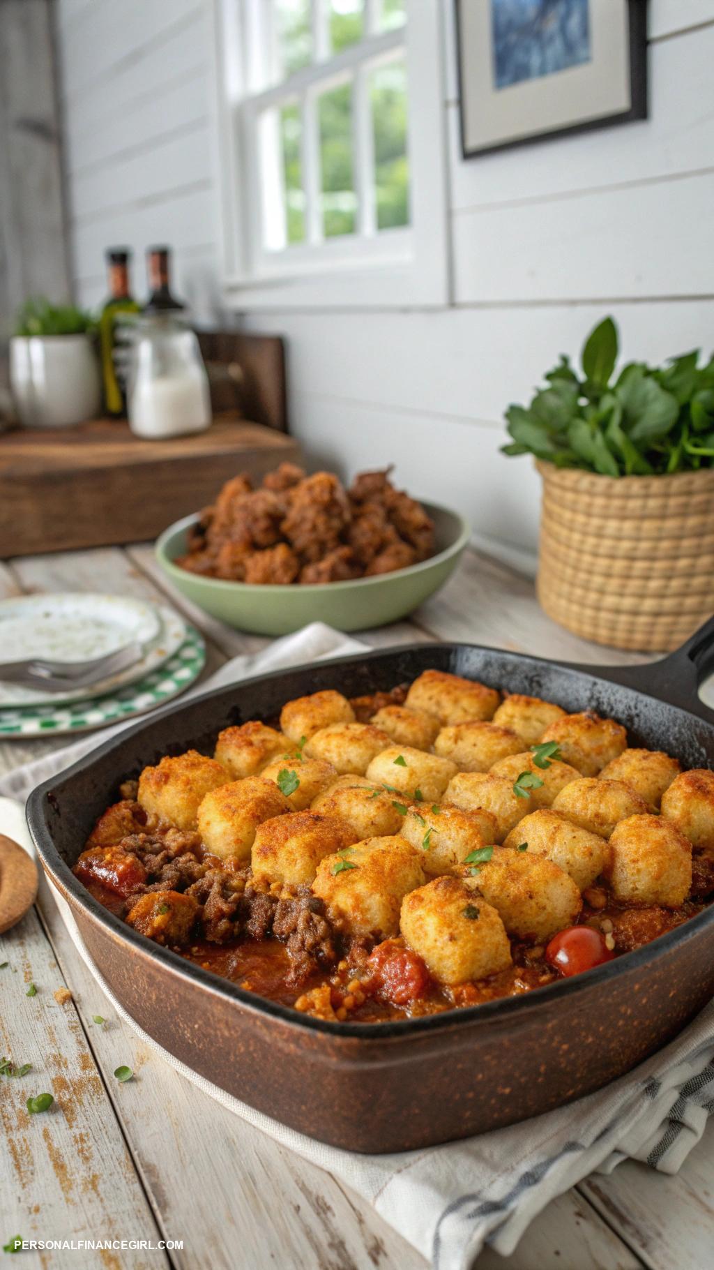 cheap casserole recipes Sloppy Joe tater tot casserole