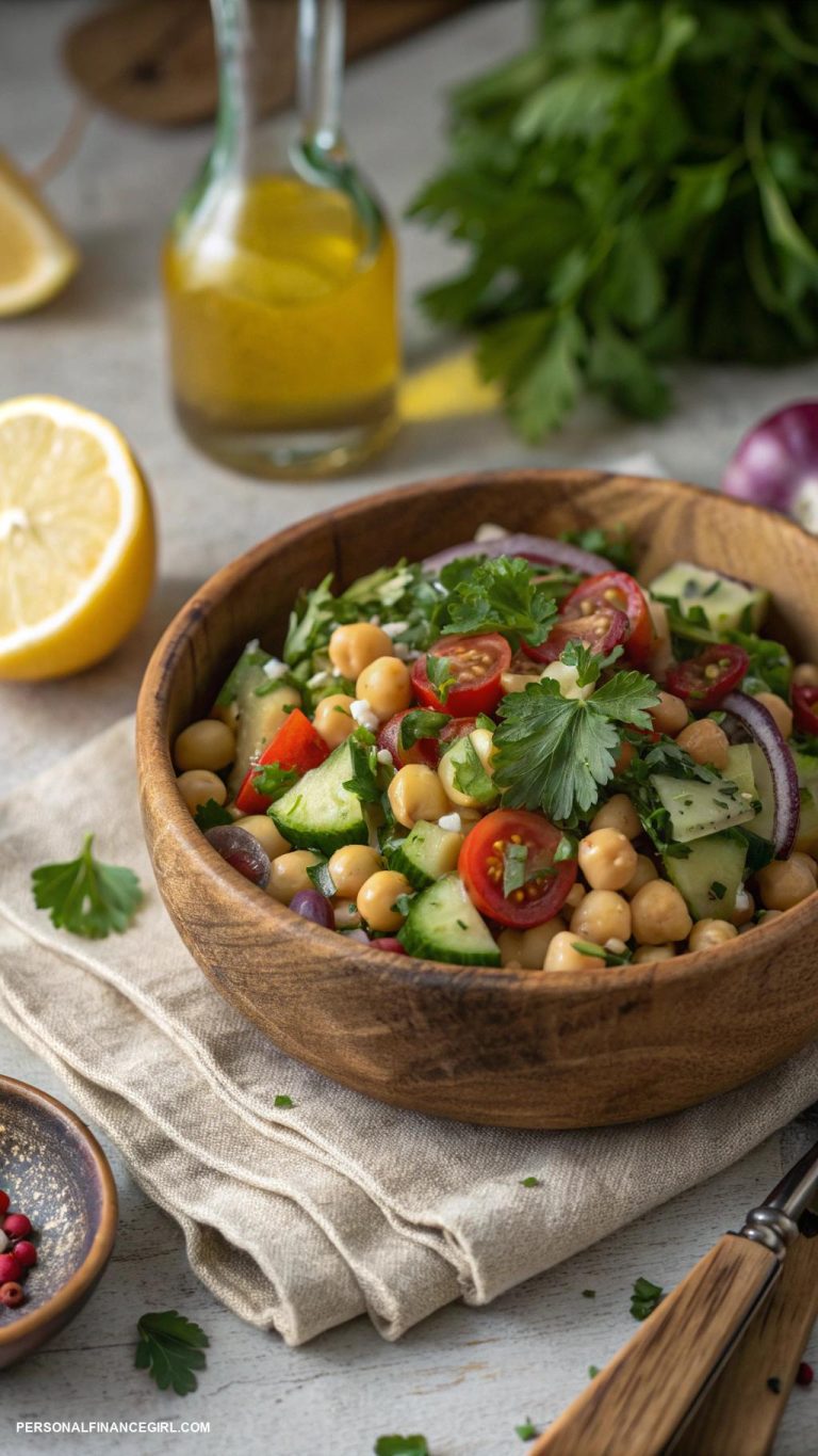 cheap meals on a budget Chickpeas salad with herbs and lemon