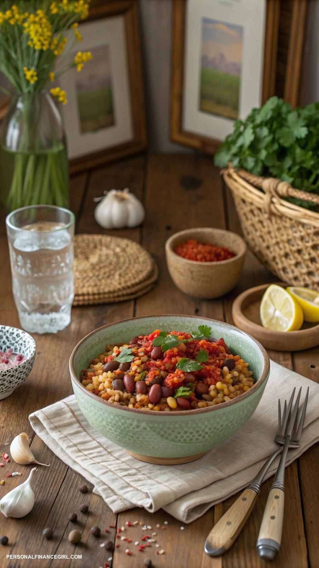 cheap meals on a budget Rice and beans with spices