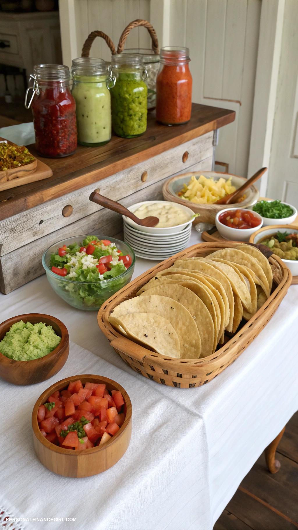 cheap wedding food ideas Taco bar with assorted toppings