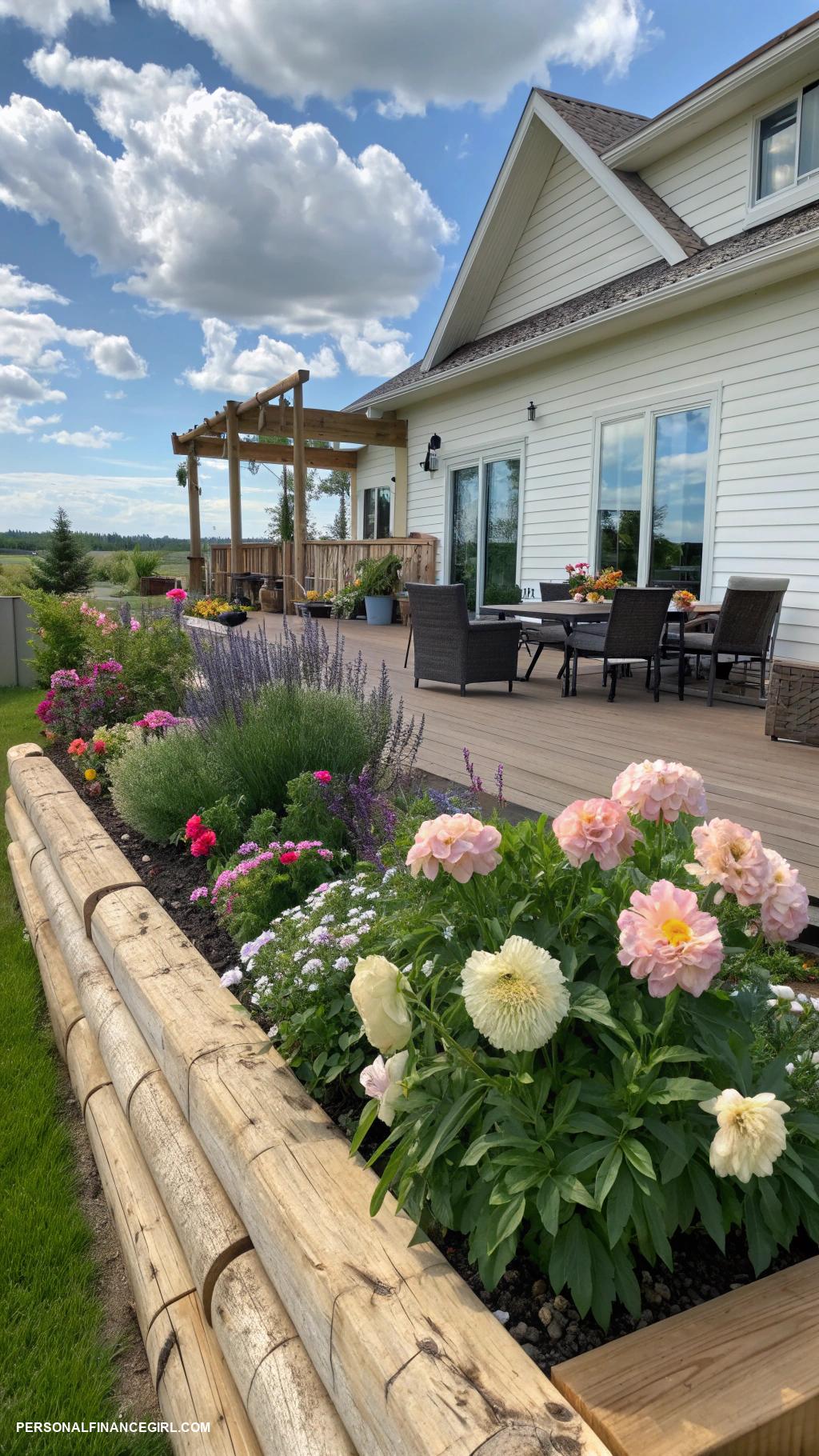 deck skirting ideas cheap Create a flower bed with landscaping timber