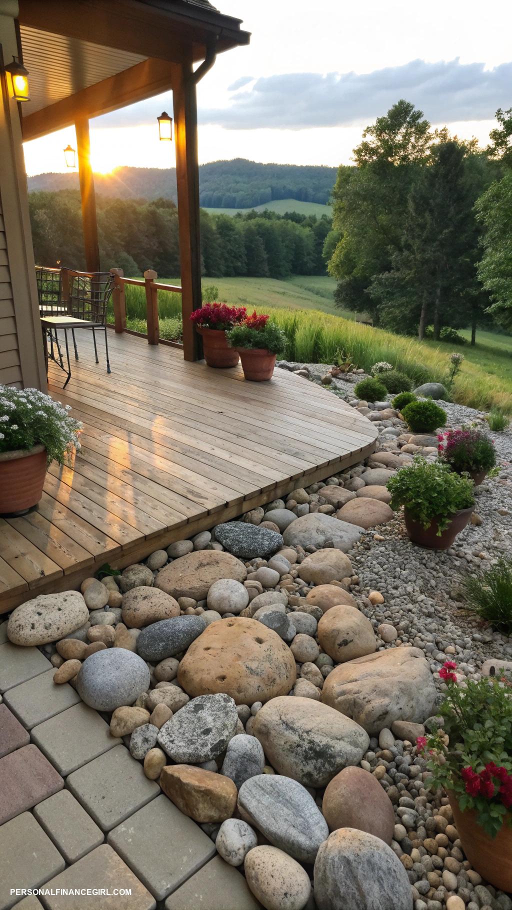 deck skirting ideas cheap Employ decorative rocks for a natural feel