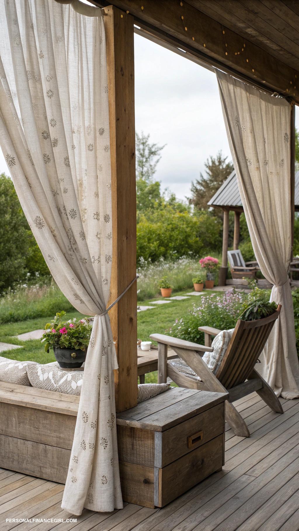deck skirting ideas cheap Install privacy screens made from fabric