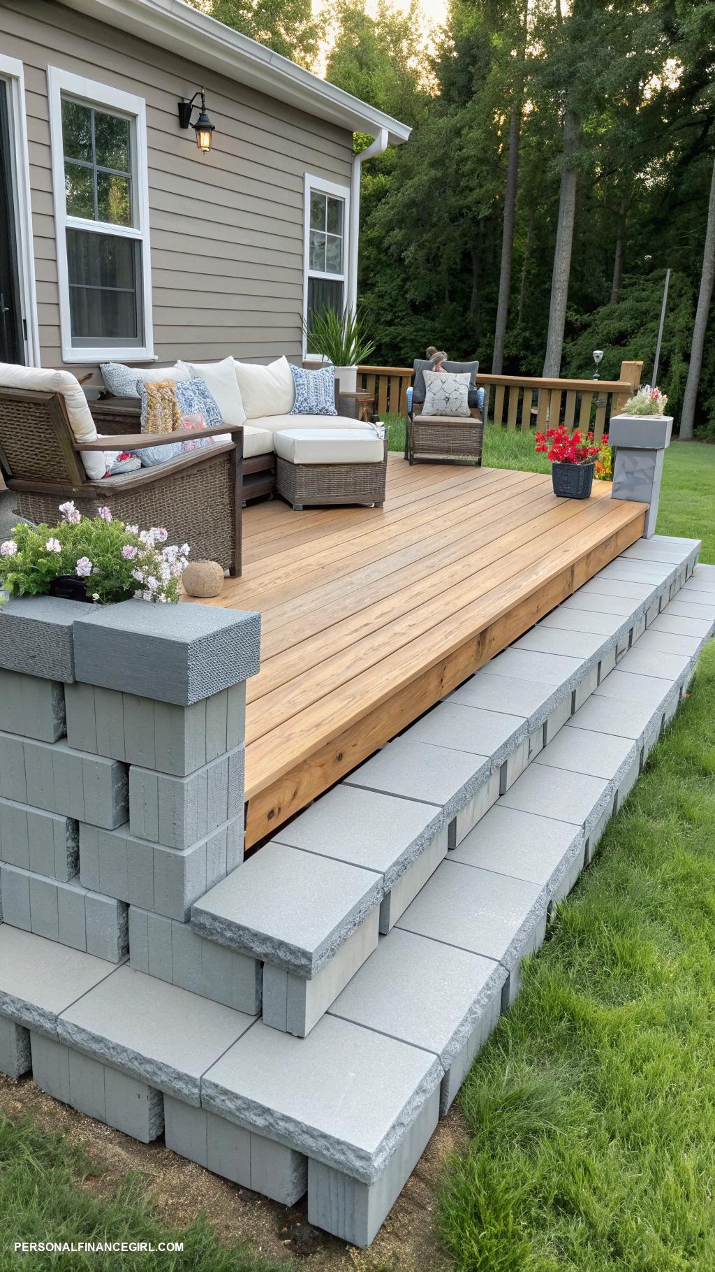 deck skirting ideas cheap Paint cinder blocks to match your deck