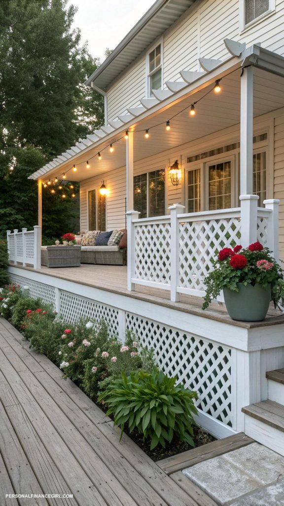 deck skirting ideas cheap Use vinyl lattice panels for a classic look