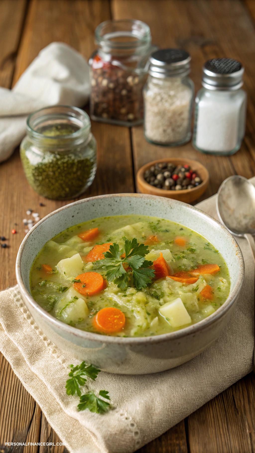 dirt cheap meals Cabbage soup with seasonings