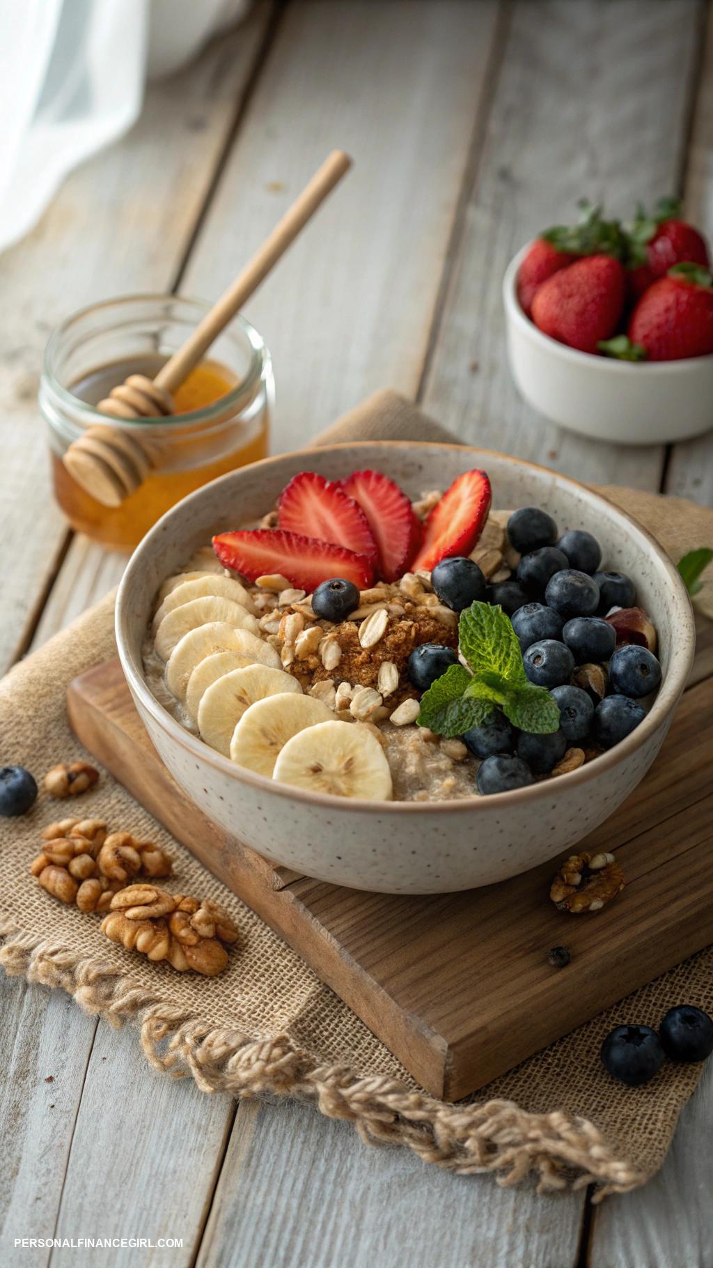 dirt cheap meals Oatmeal with fruits and nuts