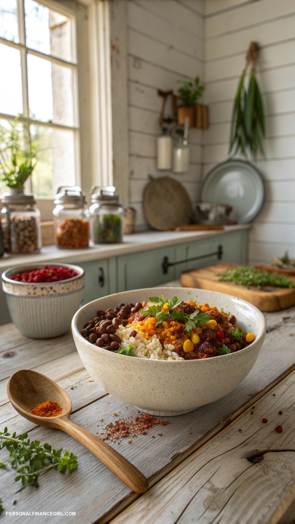 dirt cheap meals Rice and beans with spices