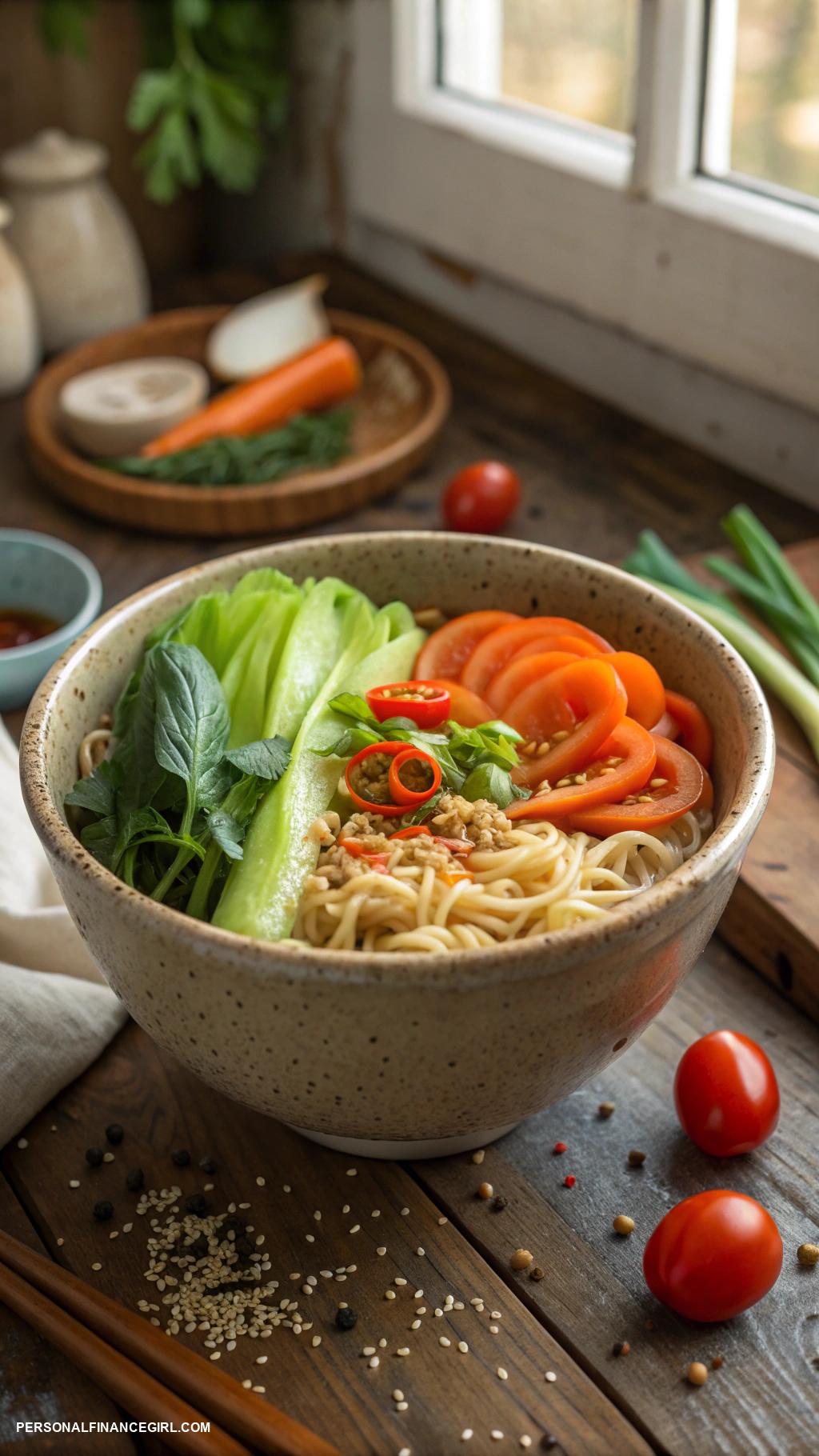 poverty meals Ramen noodles with vegetables