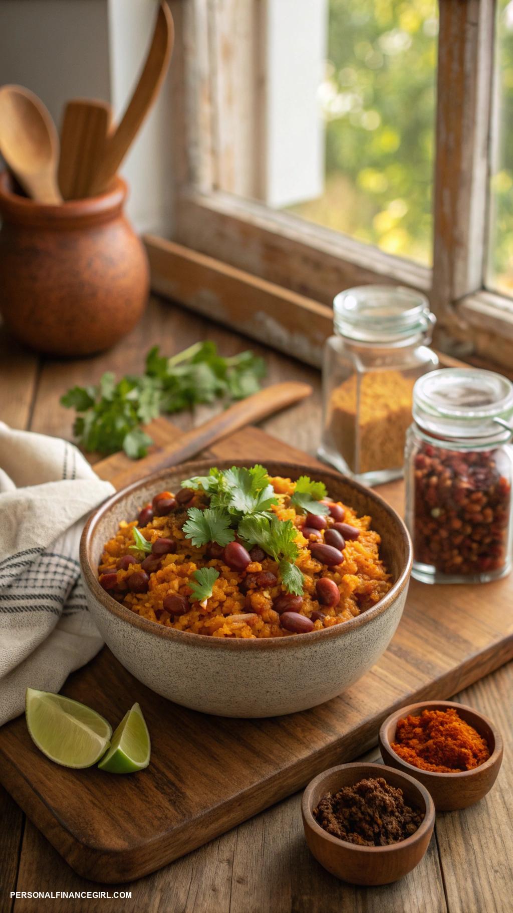 poverty meals Rice and beans with spices