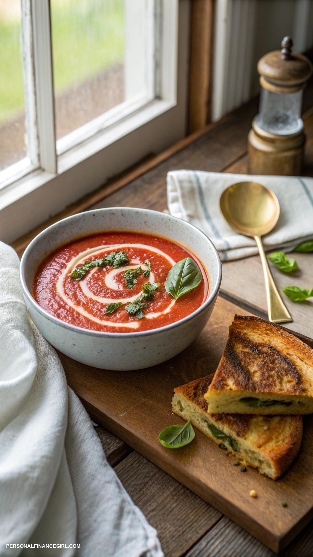 poverty meals Tomato soup with grilled cheese